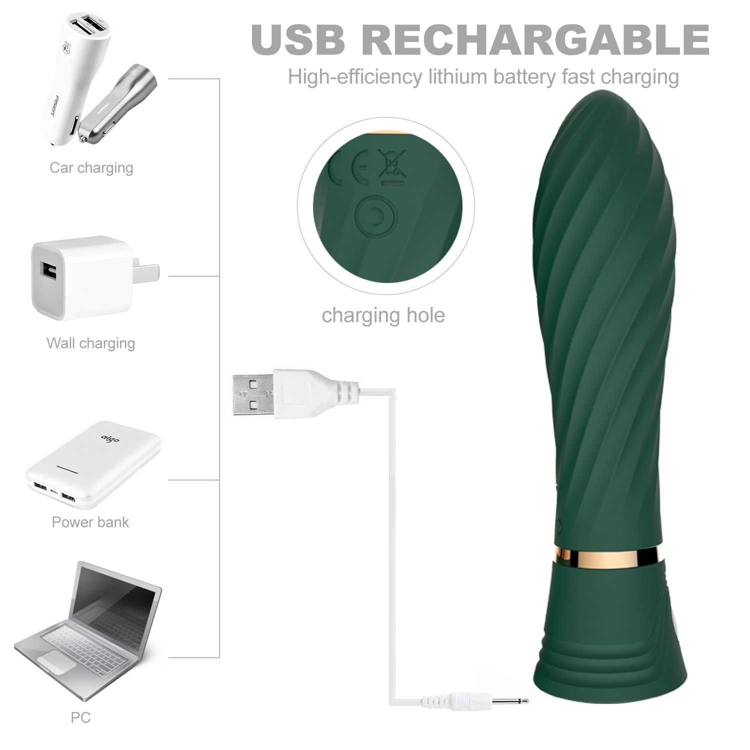 Mode USB wiederaufladbare Silikon Dildo Vibrator Sexspielzeug für Frauen